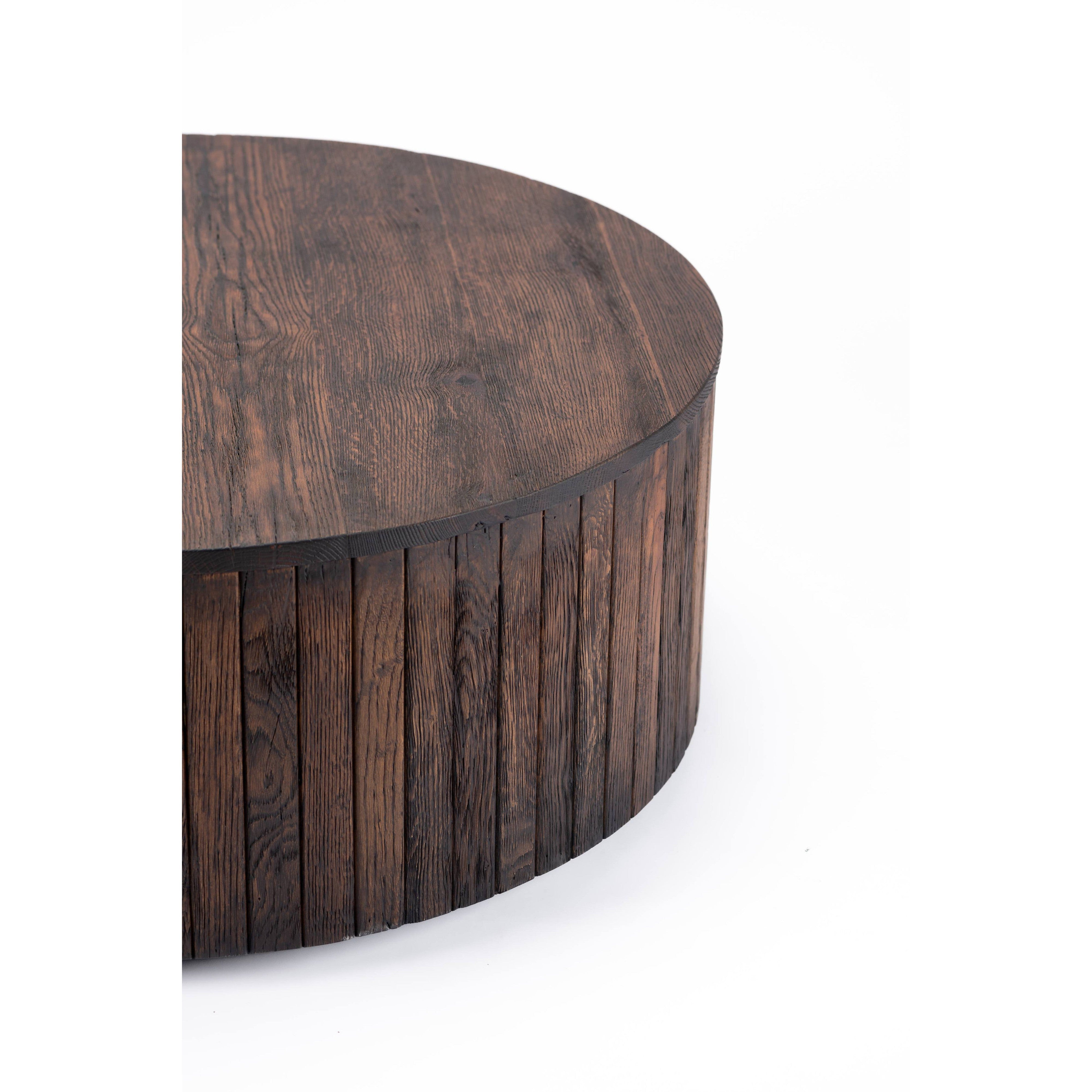 Round Reclaimed coffee table-flitch and grain