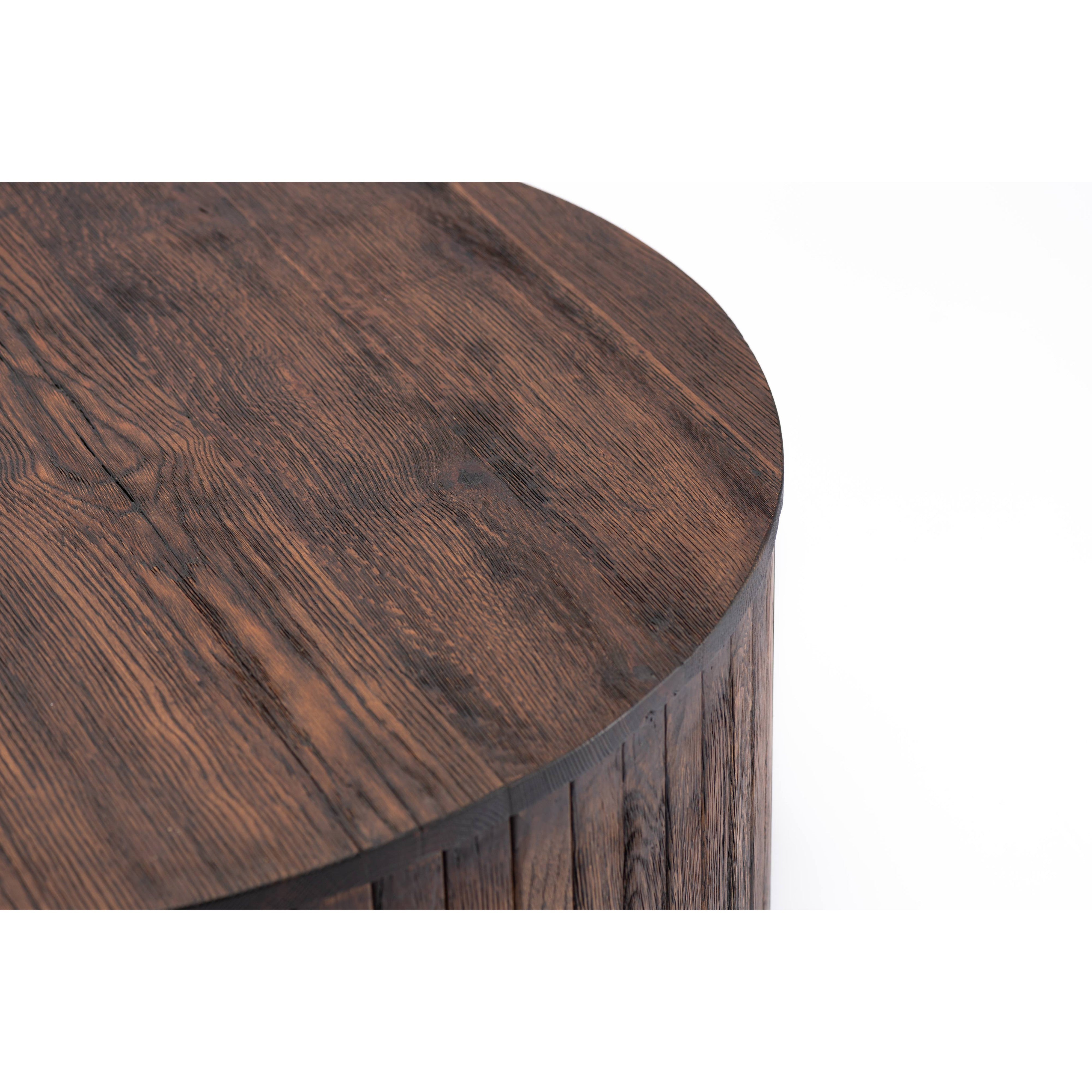 Round Reclaimed coffee table-flitch and grain