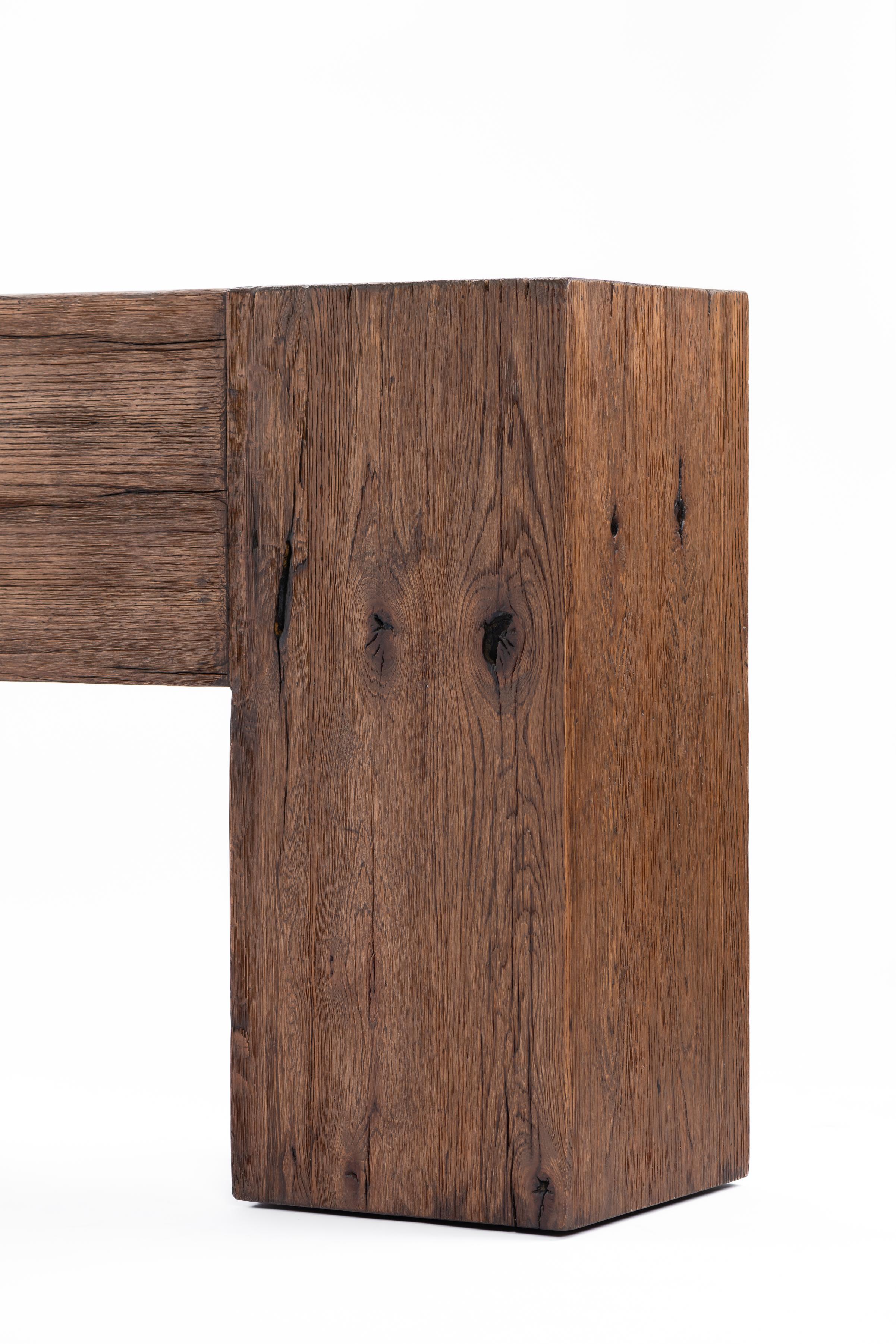 Reclaimed Oak Console-flitch and grain