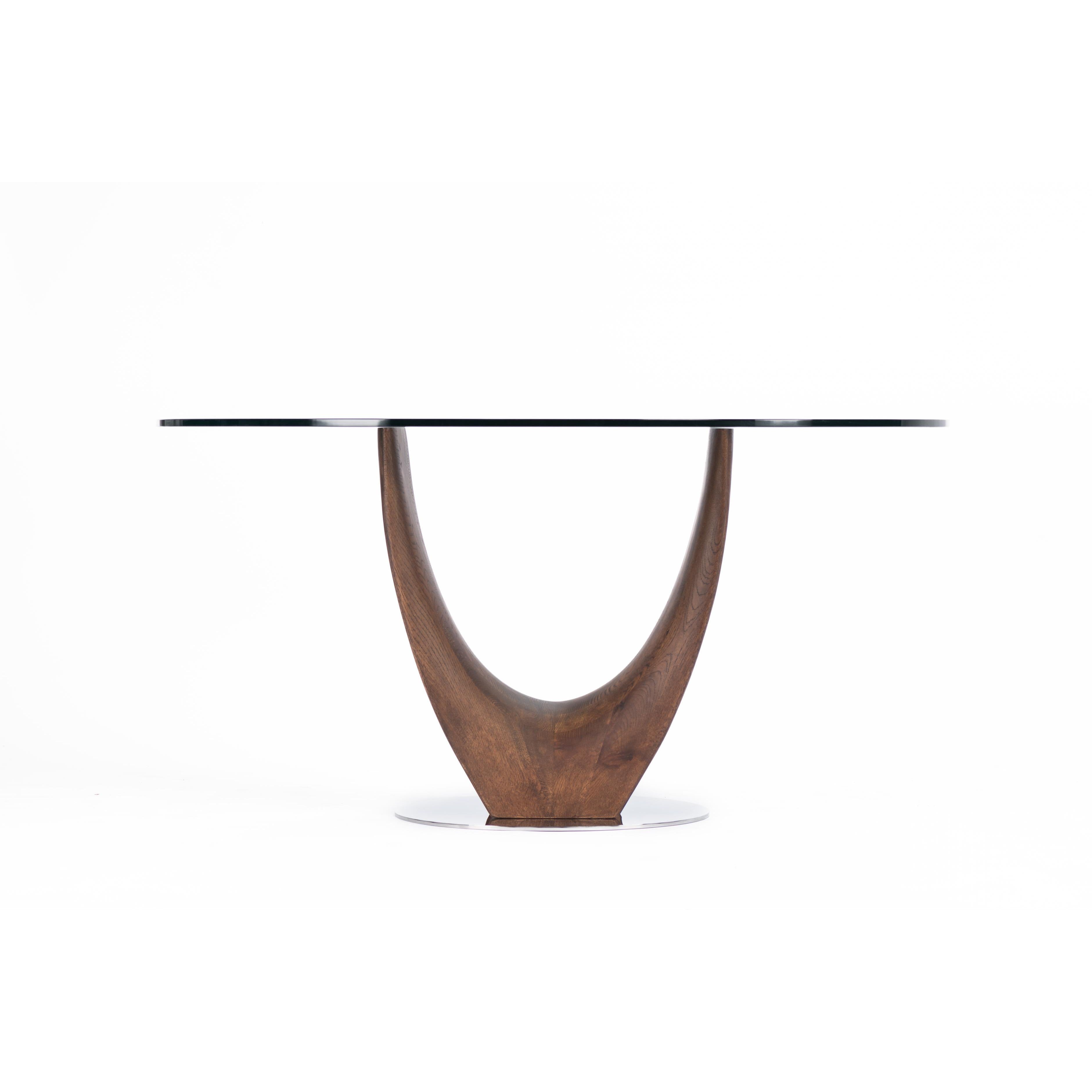 Single small U-leg Dining table-flitch and grain