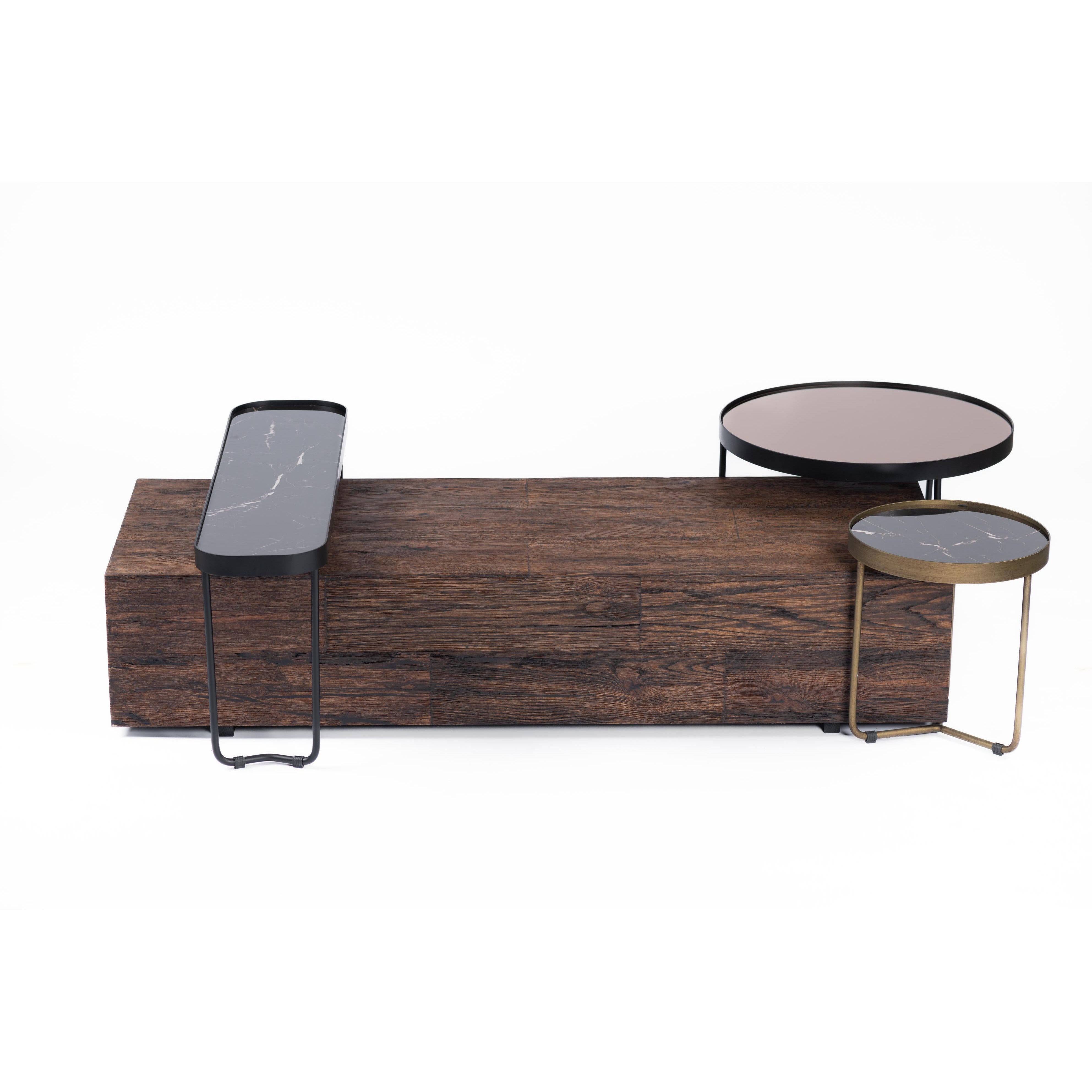 Reclaimed Oak coffee table-flitch and grain